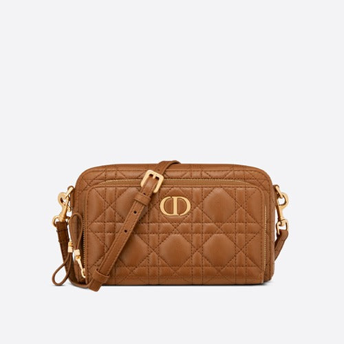 디올 카로 더블 파우치 크로스백 브라운