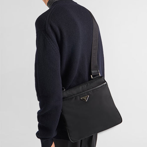 프라다 리나일론 사피아노 레더 숄더백 블랙 (2VH118)