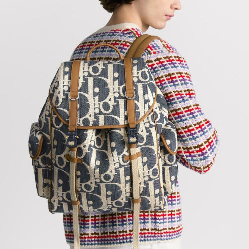 디올 힛 더 로드 백팩 블루 베이지