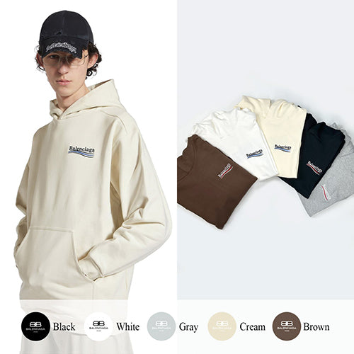 (국내배송, 당일출고) 발렌시아가 폴리티컬 캠페인 로고 자수 후드 ~5Color~