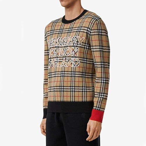 (국내배송) 빈티지 체크 로고 니트 아카이브 베이지 - 당일출고 -