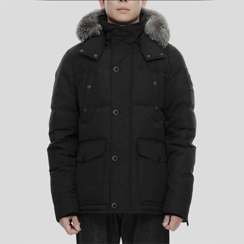 무스너클 오닉스 라운드 아일랜드 패딩자켓 프로스트 폭스 퍼 블랙