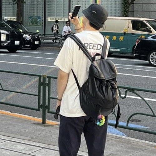 생로랑 백팩 그레인 레더 블랙 (차은우, 변우석 착용)