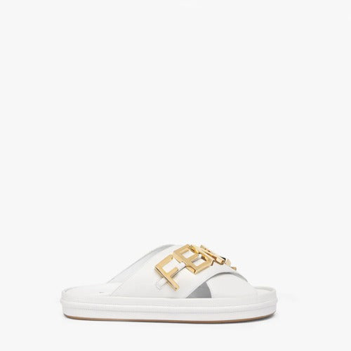 펜디 그라피 가죽 슬리퍼 화이트