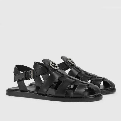 구찌 버클 레더 샌들 블랙