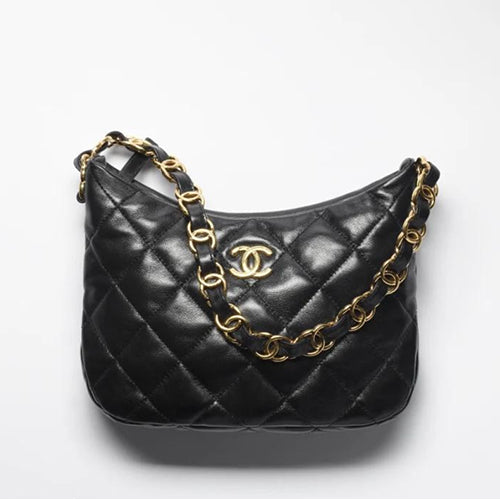 샤넬 호보 핸드백 골드 메탈 블랙