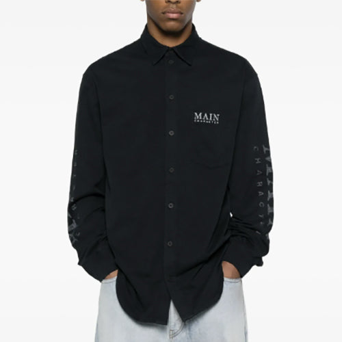 발렌시아가 메인 캐릭터 아트워크 셔츠 블랙