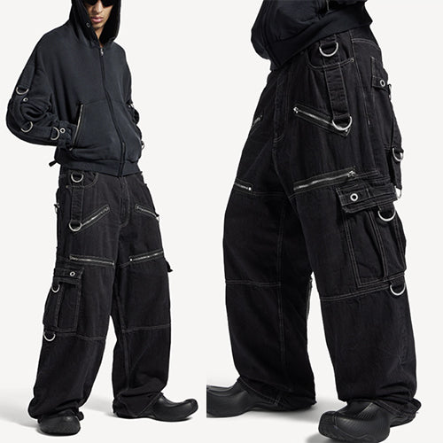 발렌시아가 D-링 카고 팬츠 라이트 블랙