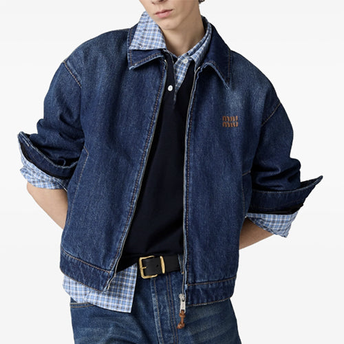 미우미우 데님 트러커 자켓 블루