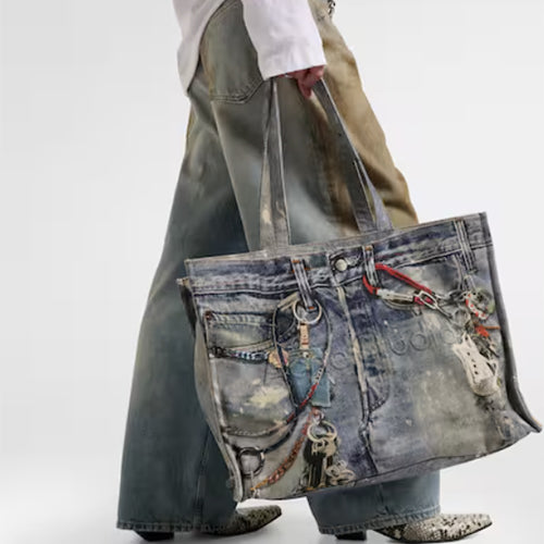 아크네 스튜디오 트롱프뢰유 데님 토트백