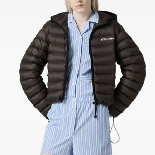 미우미우 후드 패딩 자켓 브라운