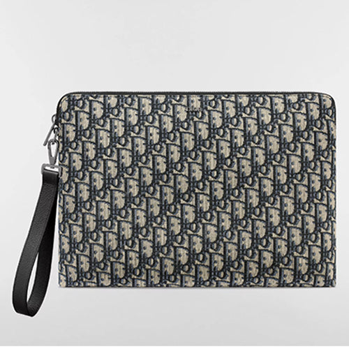 디올 A4 지퍼 파우치 베이지 / 블랙