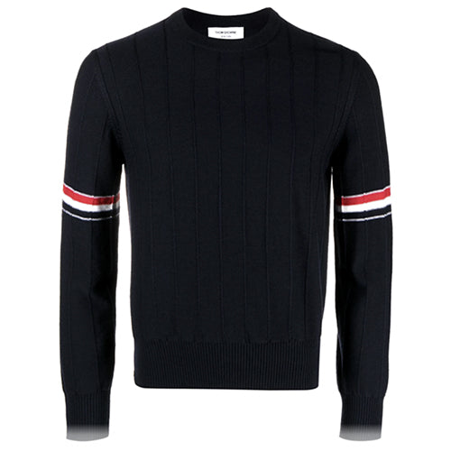 톰브라운 RWB 스트라이프 스웨터 니트 네이비