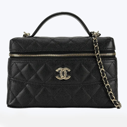 샤넬 25C 캐비어 퀼팅 배니티 클러치