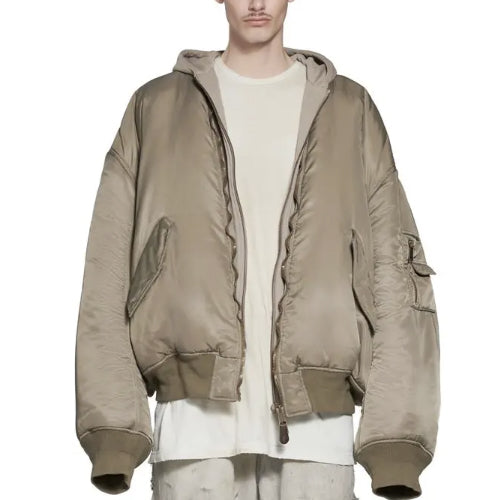 발렌시아가 파리 올 오바사이즈 봄버 다크 베이지