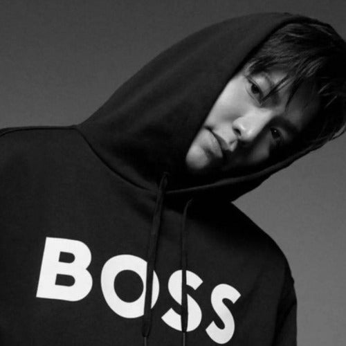 (국내배송)HUGO BOSS 콘트라스트 로고 오가닉 코튼 후드 스웨트셔츠-이민호 착용, 당일출고-